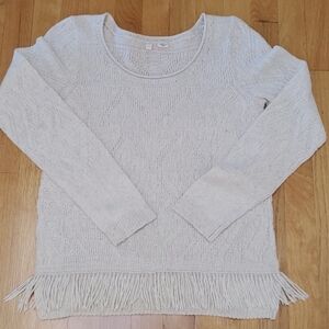 ANTHROPOLOGIE Moth Cotton Knit Fringe Trim Sweater